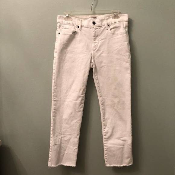 Banana Republic Denim - Banana Republic Straight Crop Raw Hem White Jeans